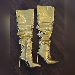 Gold Over-the-Knee Boots Size 5.5